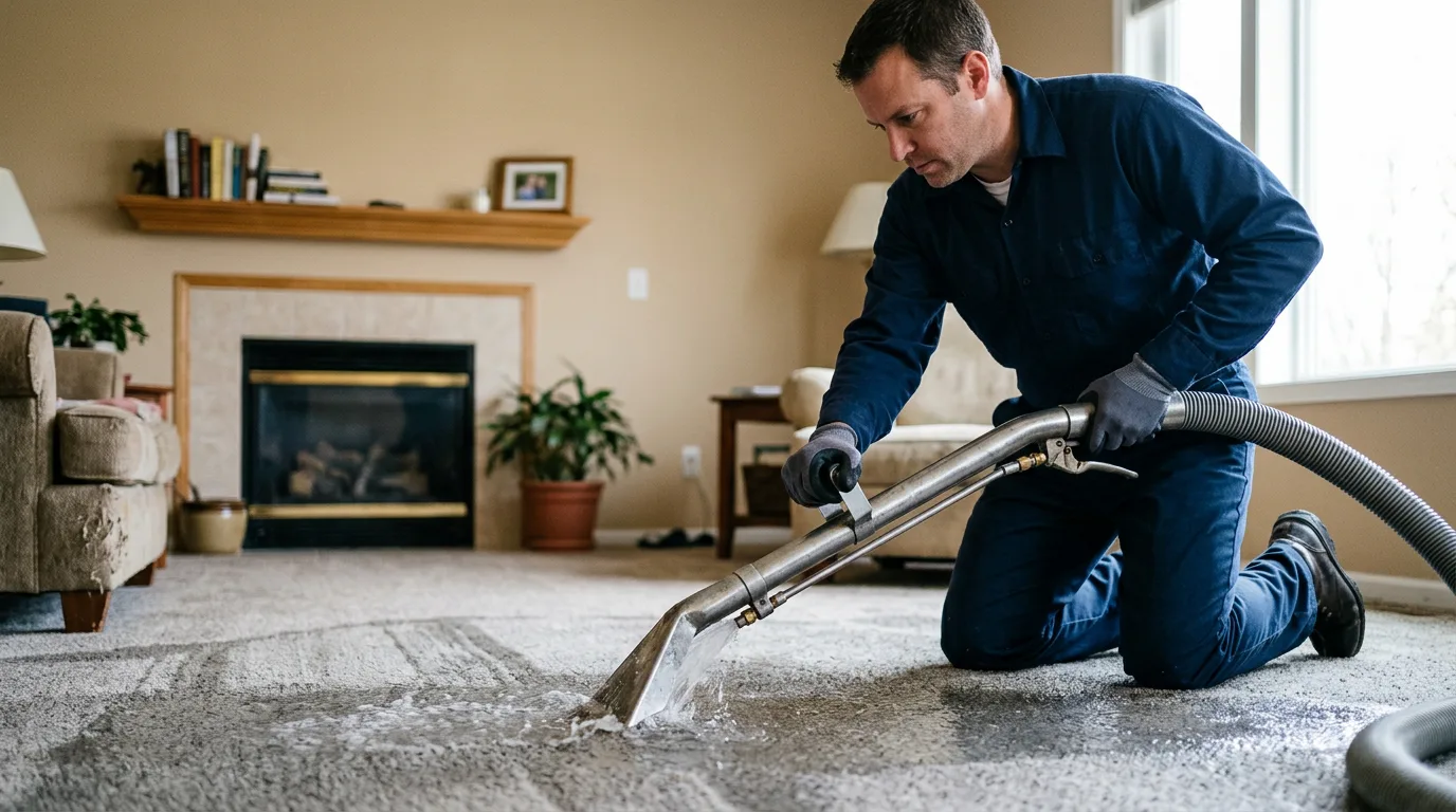 Water damage restoration technician working near Somerville, AL
